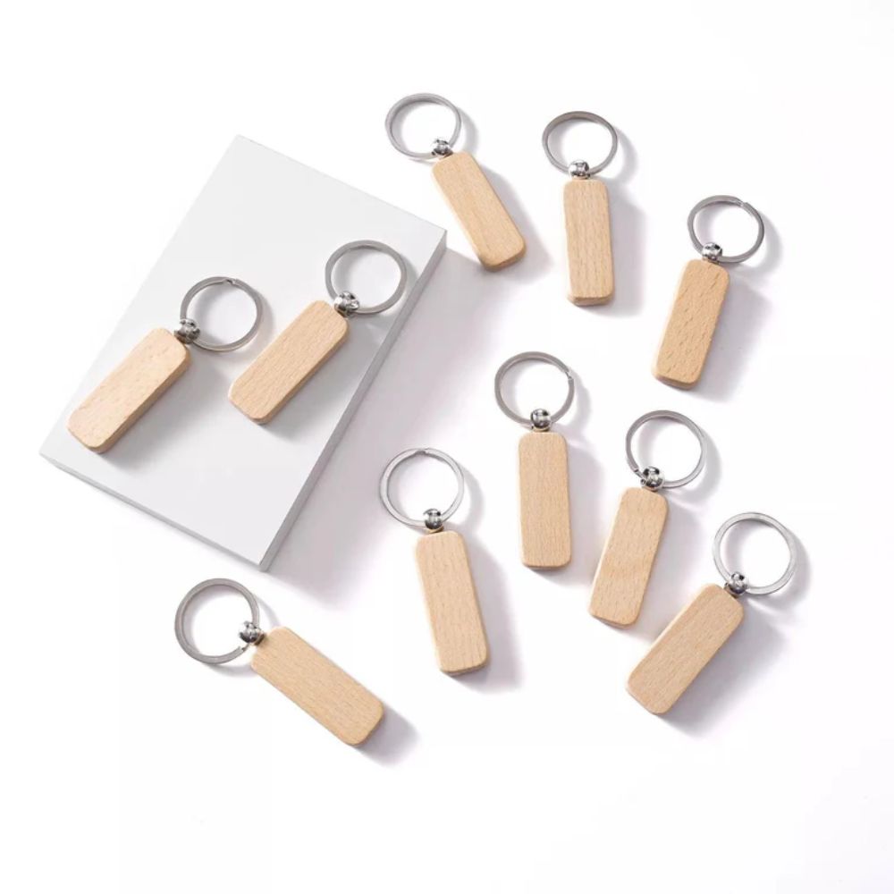 xTool - 10 Porte-clés rectangle arrondi strip - Bois - taille