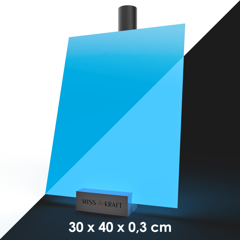 MissKraft - Plexiglass PMMA Acrylique - Phosphoresent Bleu - 30 x 40 cm - Ép. 3 mm