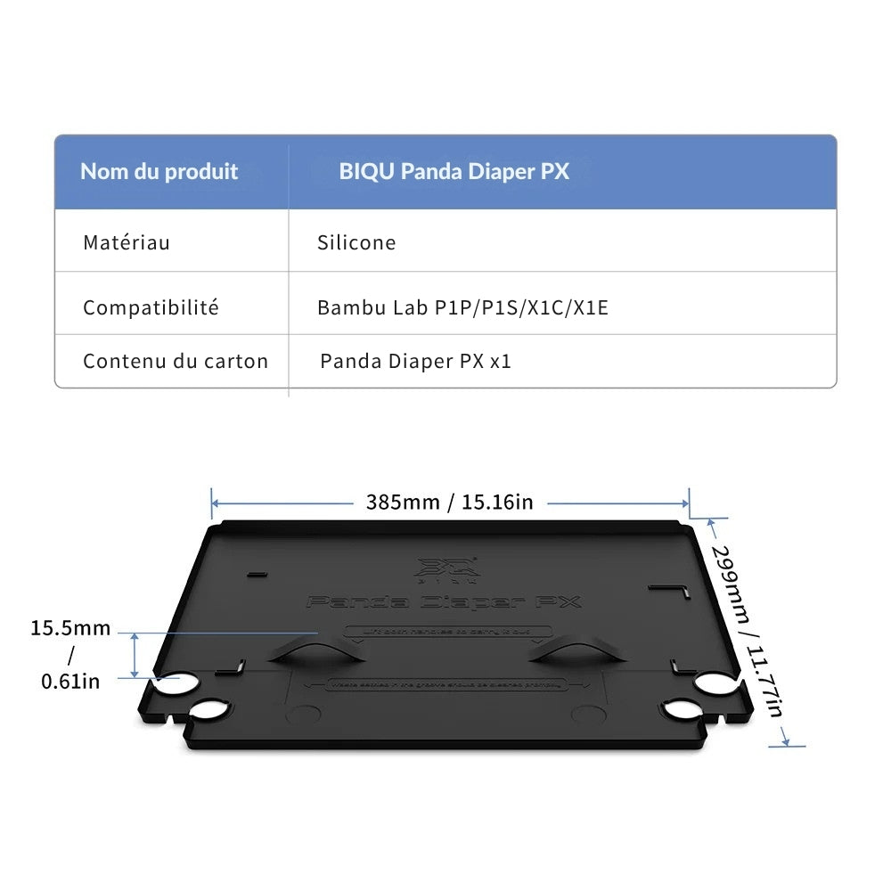 BIQU - Panda Diaper - Tapis à Déchets Réutilisable pour Bambu Lab Séries P1 & X1