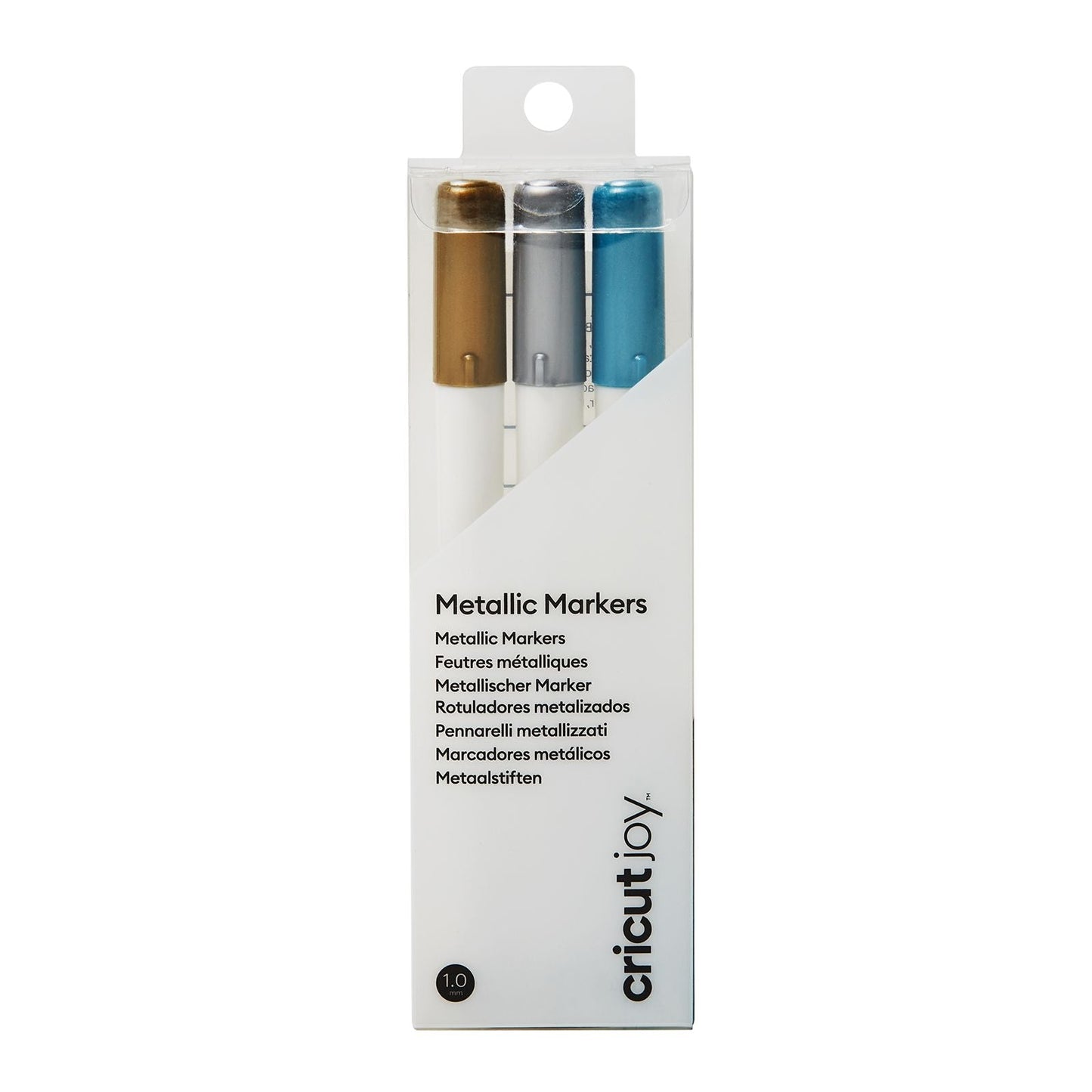 Cricut - Joy - Lot de Stylos Pailletés Or/Argent/Bleu (1mm)