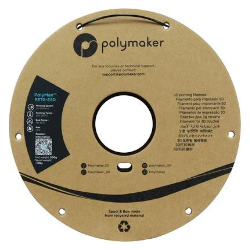 Polymaker - PolyMax PETG-ESD - Noir (Black) - 1,75 mm - 0,5 kg