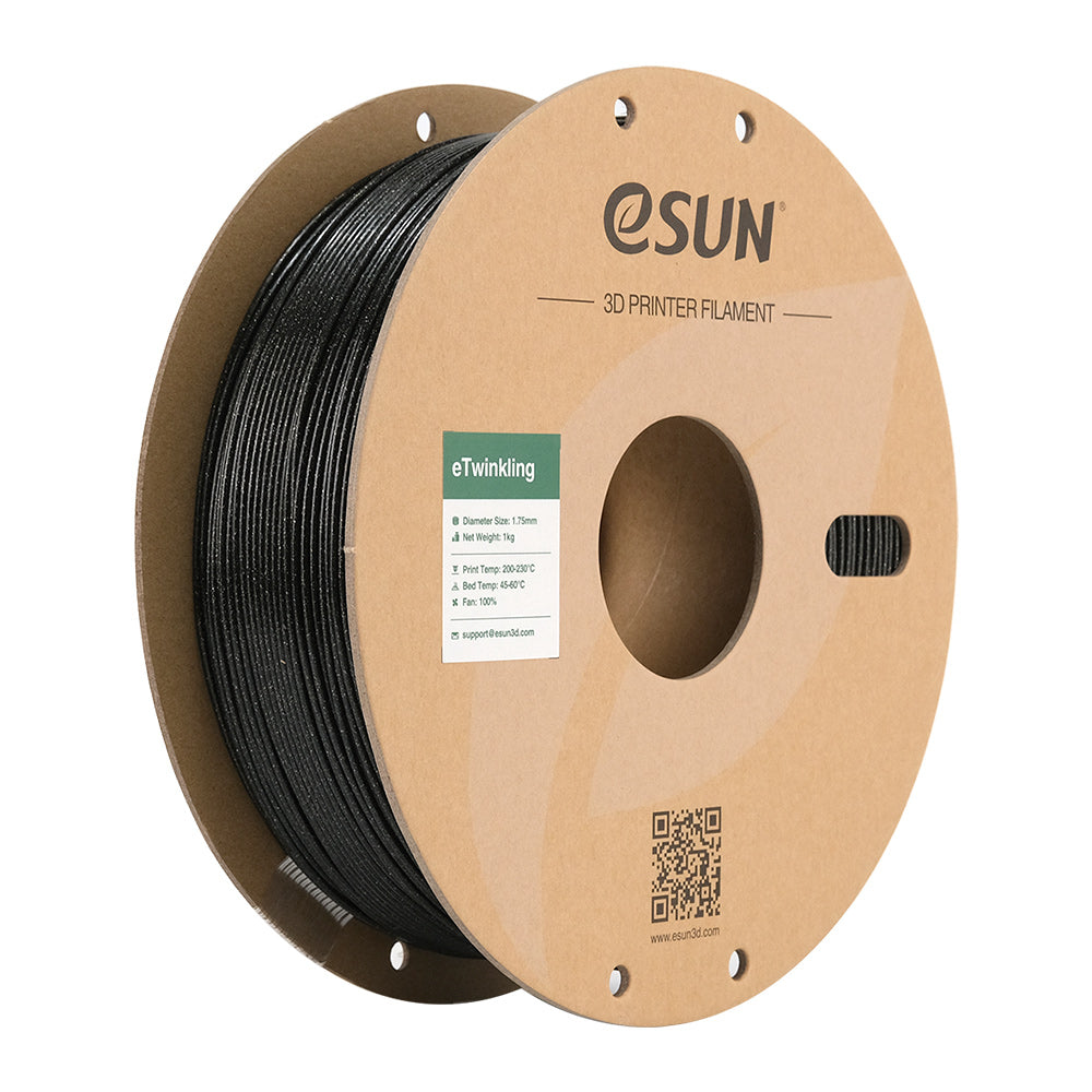 Bobine eSun de PLA eTwinkling Black - 1 kg - Bobine en carton 