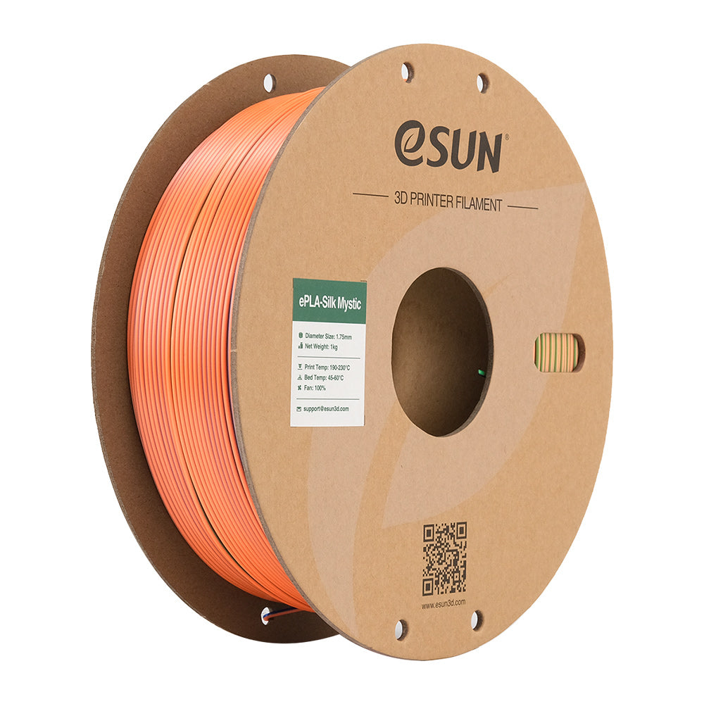 Bobine eSun de eSilk-PLA Mystic Blue Orange Green - 1 kg - Bobine en carton