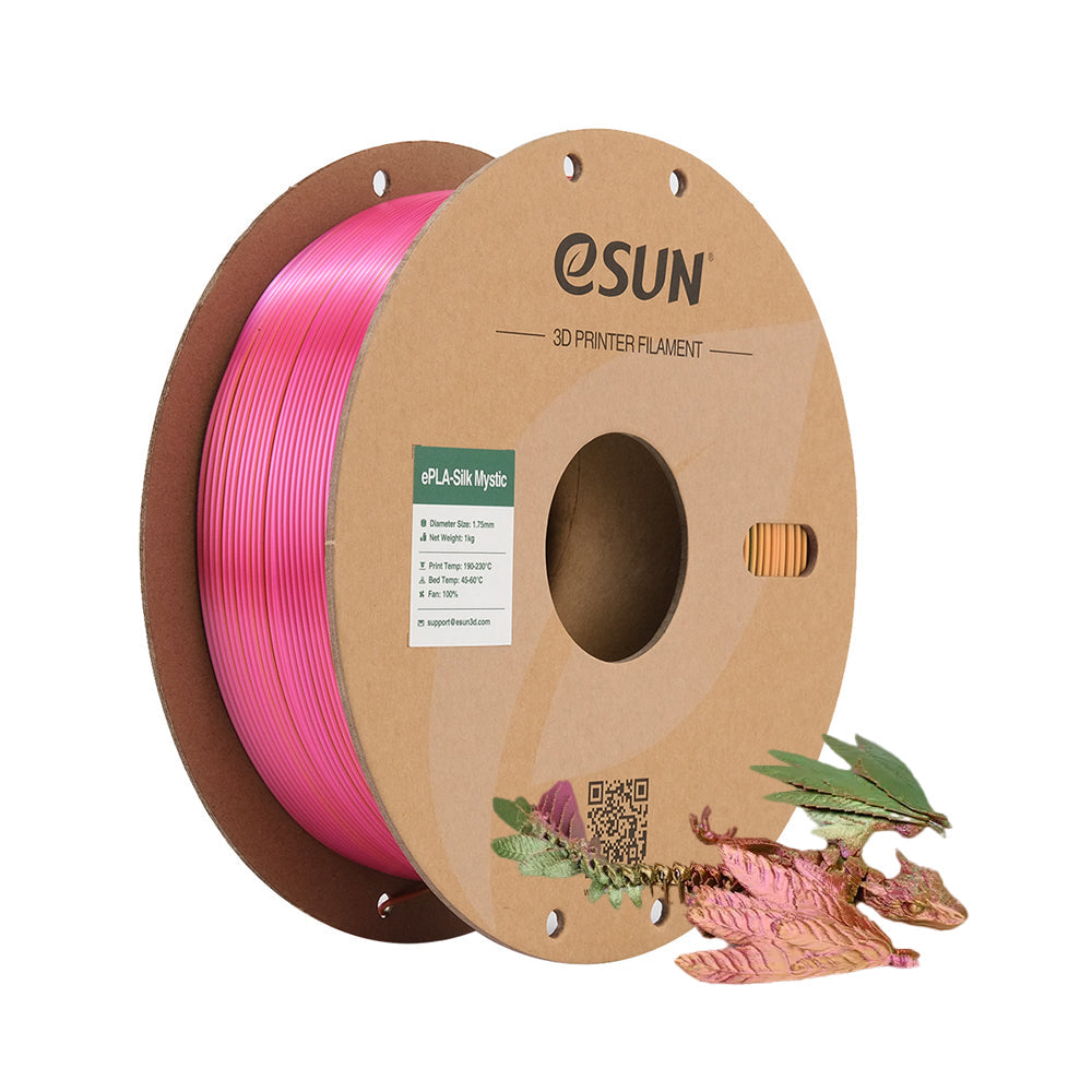 Bobine eSun de eSilk-PLA Mystic Gold Red Green - 1 kg - Spool carton et son print