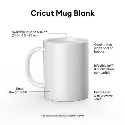 Cricut - Mug en céramique - blanc - 12 oz / 340 ml (lot 2 Mugs)
