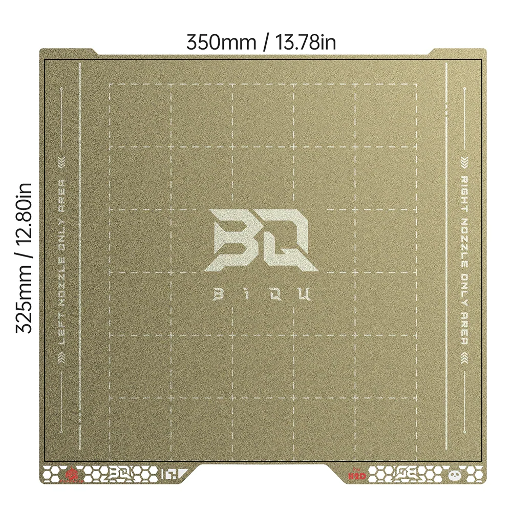 BIQU - Plateau d'impression Série H2D/H2S Bambu Pyrogrip - Grille PEI Texturée (Spring Steel Sheet Double-Sided Textured PEI Grid) - 355 x 346 mm
