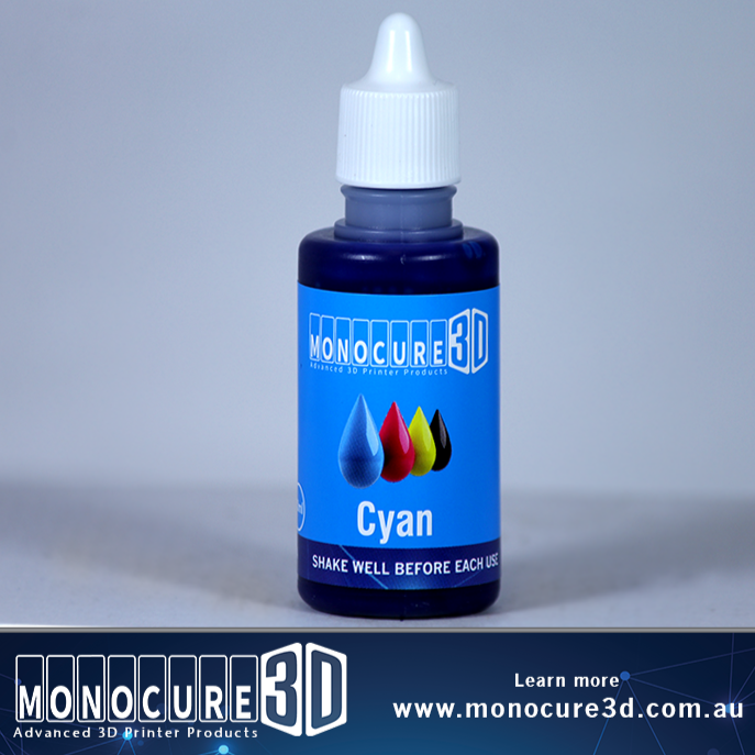 Monocure3D - Coffret de 4 pigments Cyan Magenta Jaune Noir - 30 ml