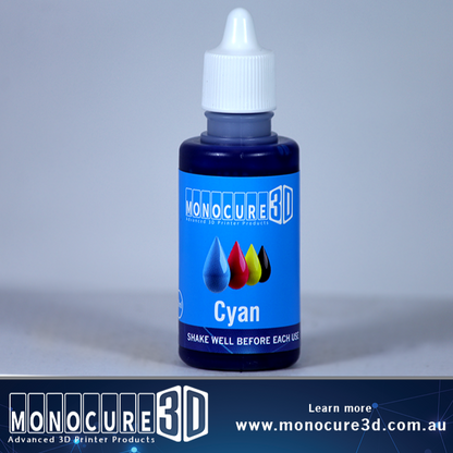 Monocure3D - Coffret de 4 pigments Cyan Magenta Jaune Noir - 30 ml