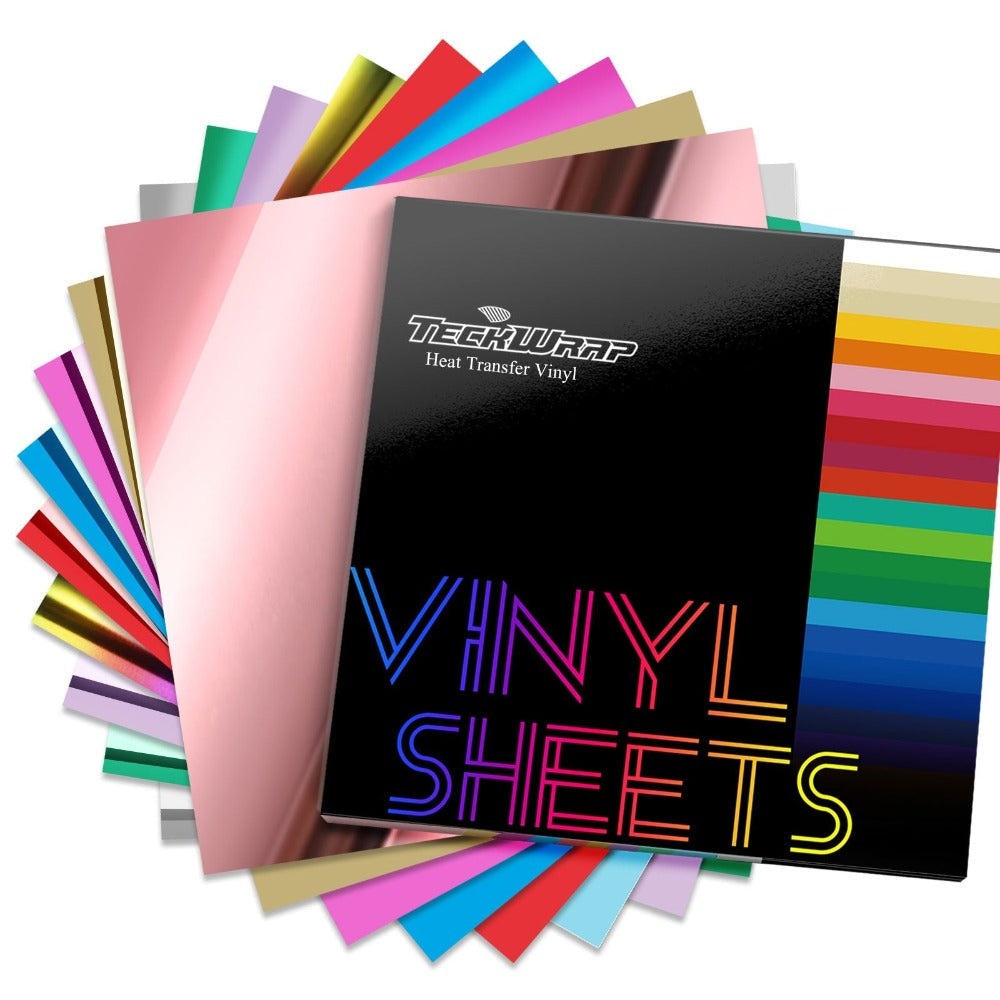 TeckWrapCraft - Metallic HTV - Thermocollant Métallisé - Pack 9 feuilles