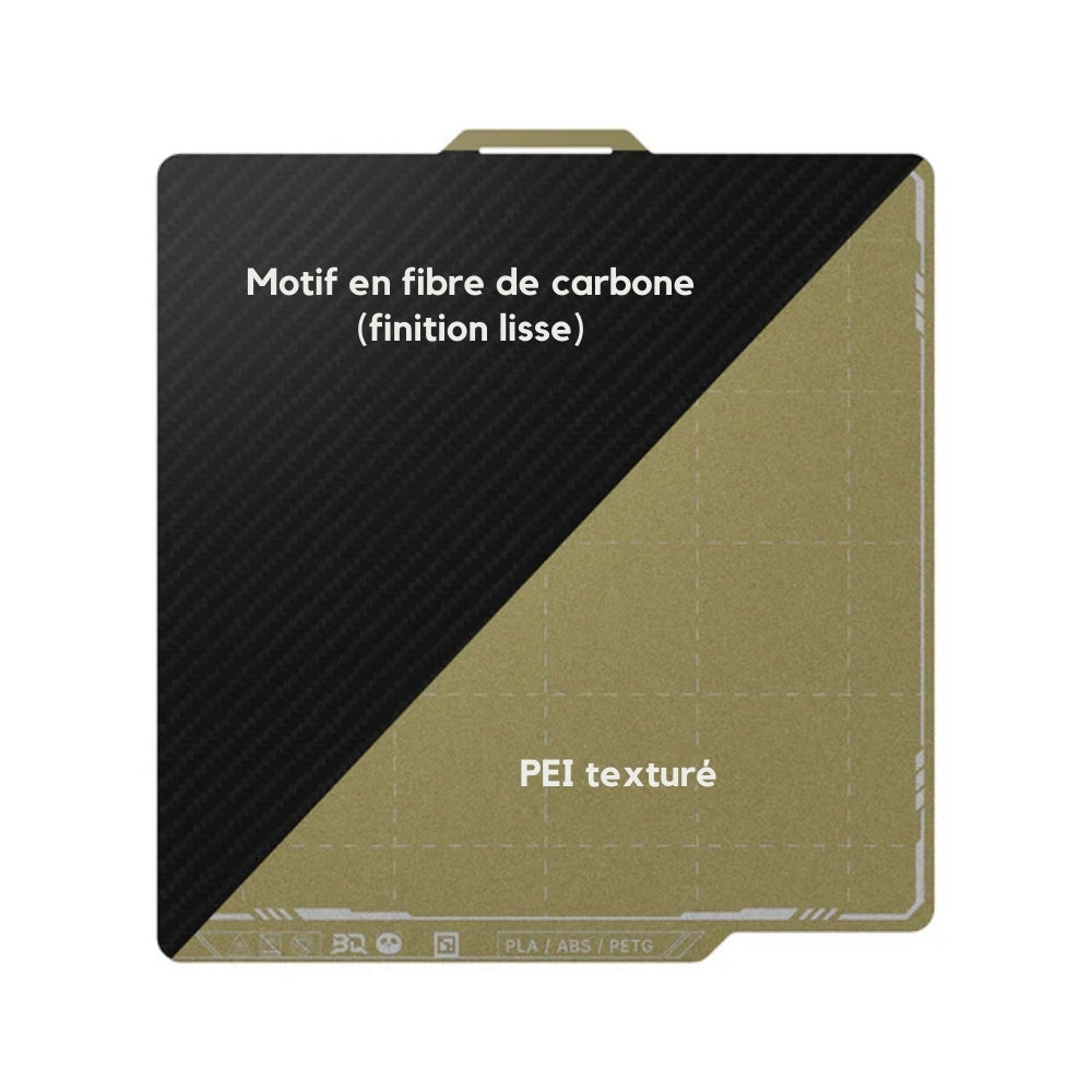 BIQU - Plateau d'impression en tôle d'acier double face pour X1/P1/A1 - PEI texturé & PET CF lisse - 257 x 257 mm