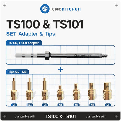 CNC Kitchen - Pannes à Souder + Adaptateur pour TS100 et TS101 - 7 pièces