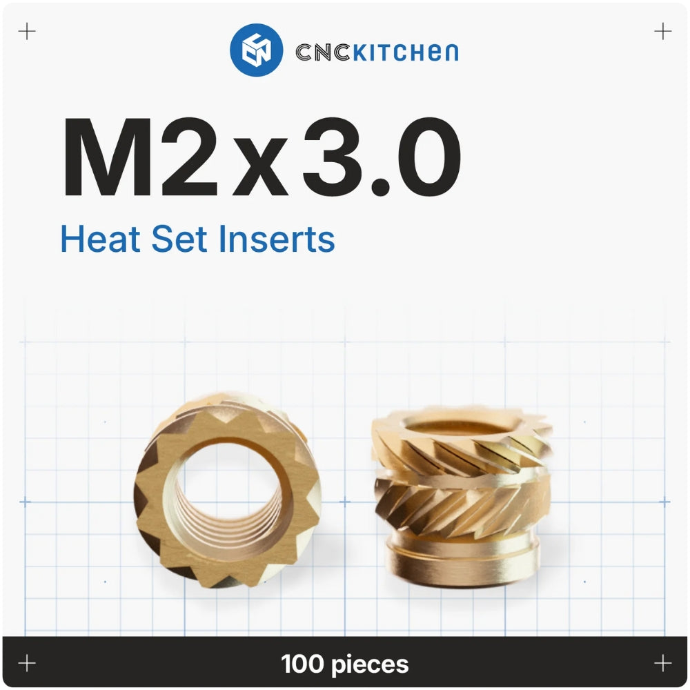 CNC Kitchen - Inserts Filetés M2x3.0 Standard - Lot de 100 pièces