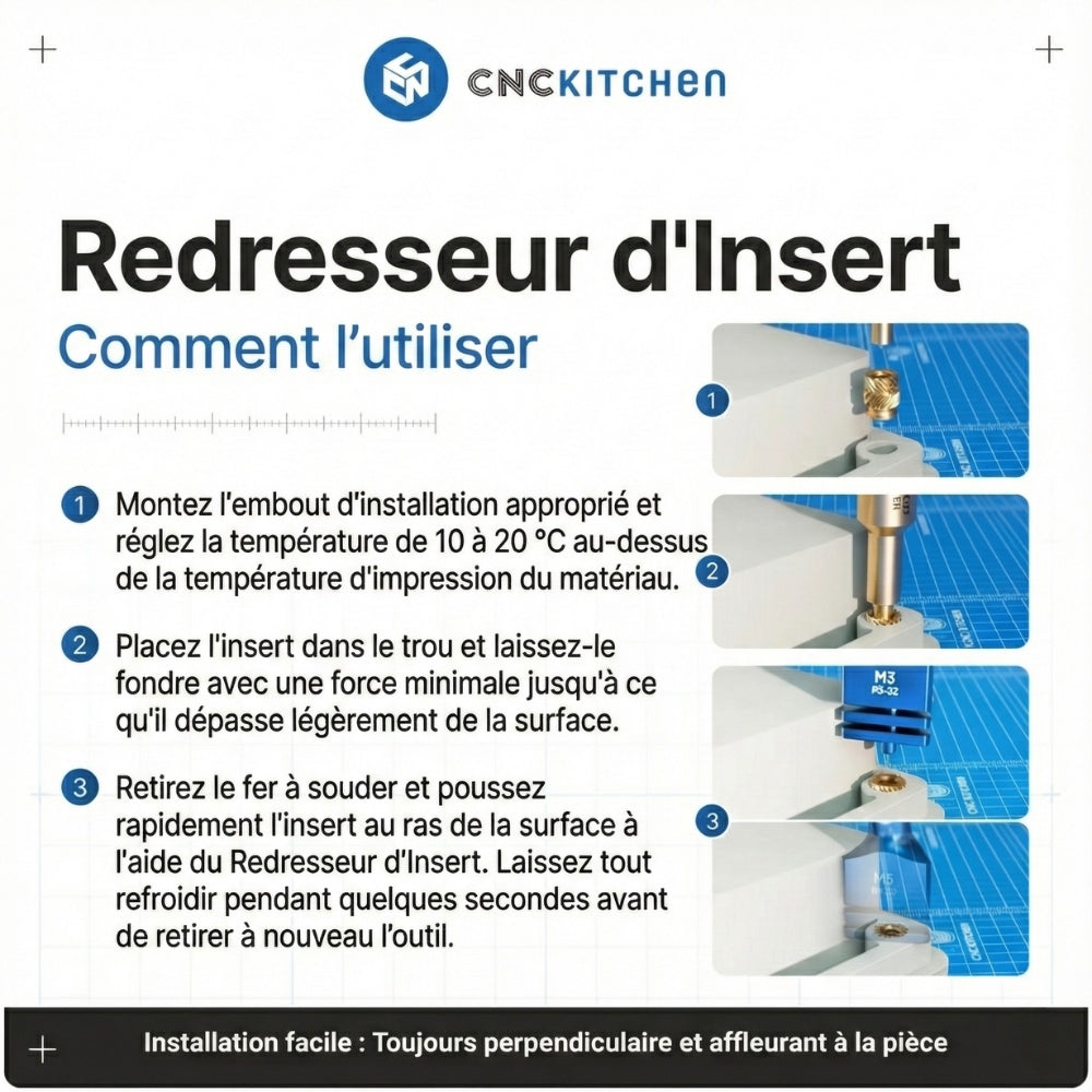 CNC Kitchen - Outil d’Insertion pour Inserts Filetés (Insert straightener) - M8/M10