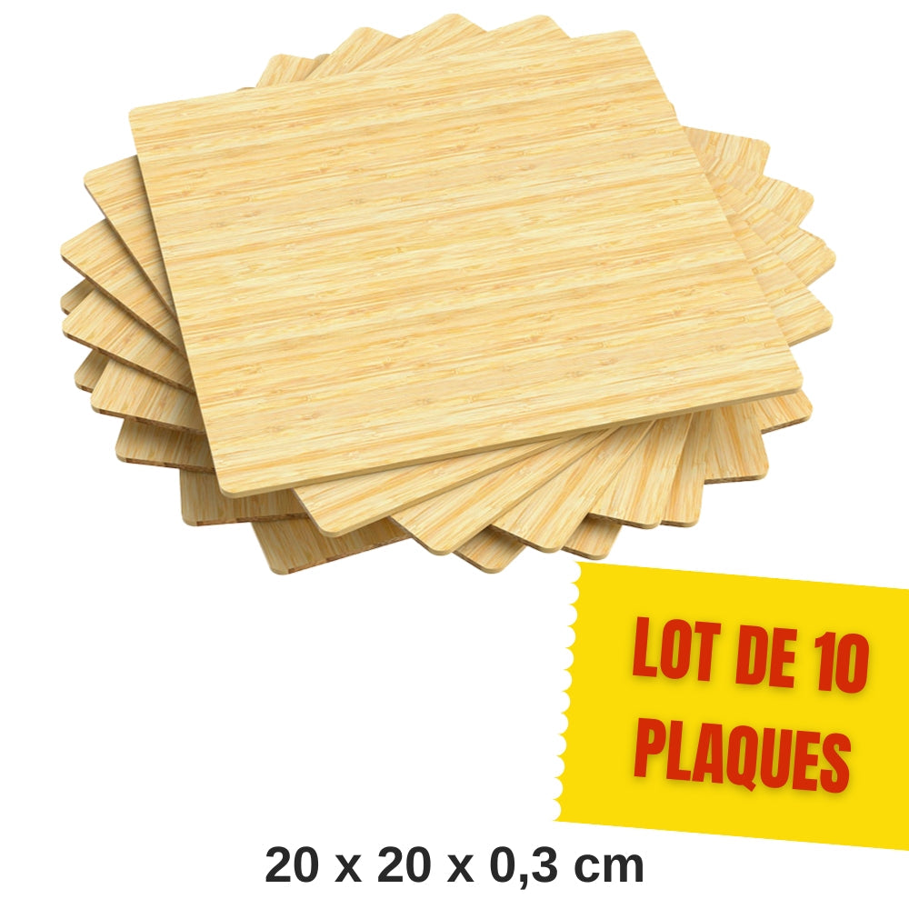 Creality - 10 Plaques de Contreplaqué de Bambu (Bamboo Sheets) - 20 x 20 cm - 3 mm