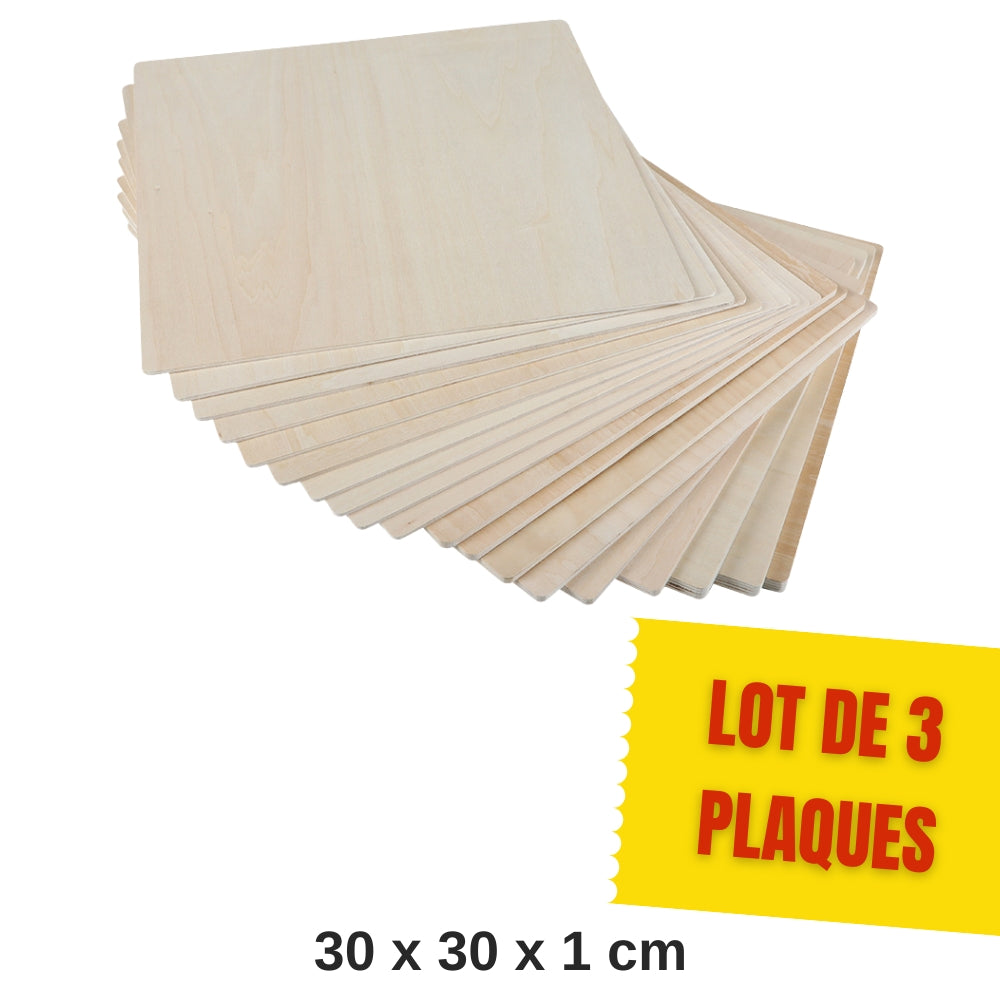 Creality - 3 Plaques de Contreplaqué de Bois (Basswood Sheets) - 30 x 30 cm - 10 mm