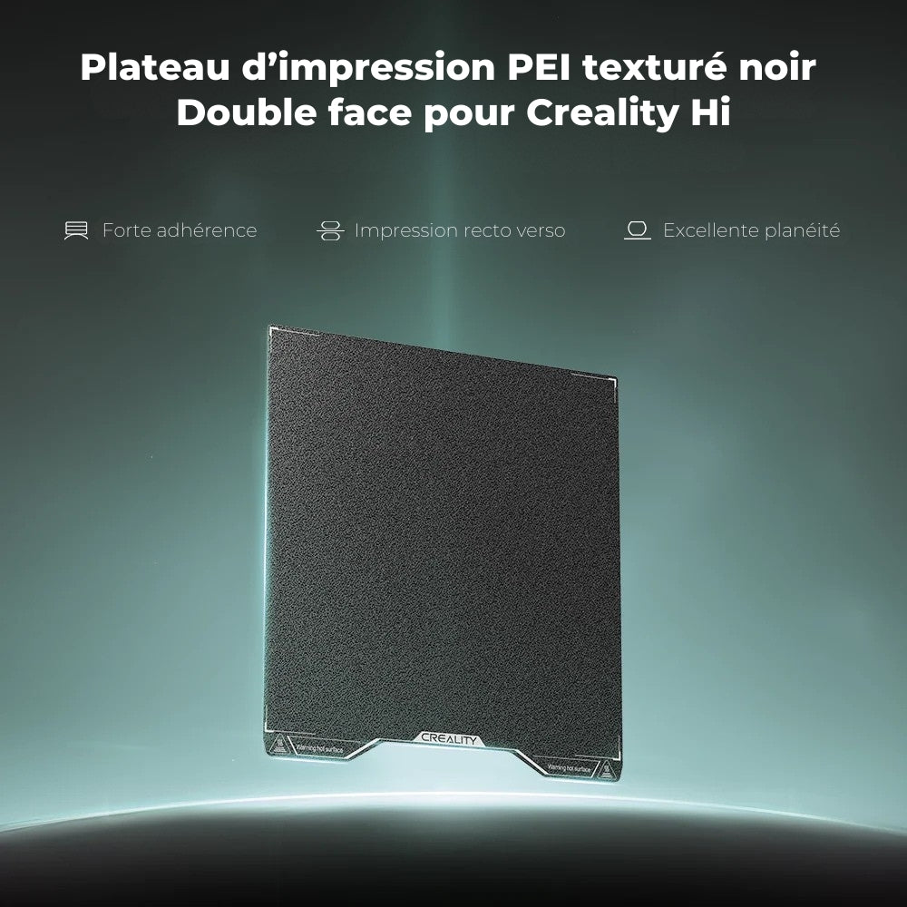 Creality Hi - Plateau d’impression PEI Noir Double Face Texturé - 280 x 265 mm