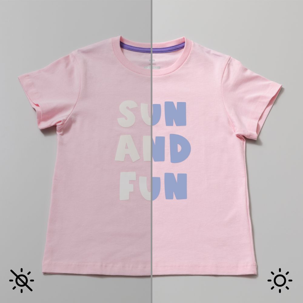 T-shirt Flex Thermocollant UV Blanc/Bleu