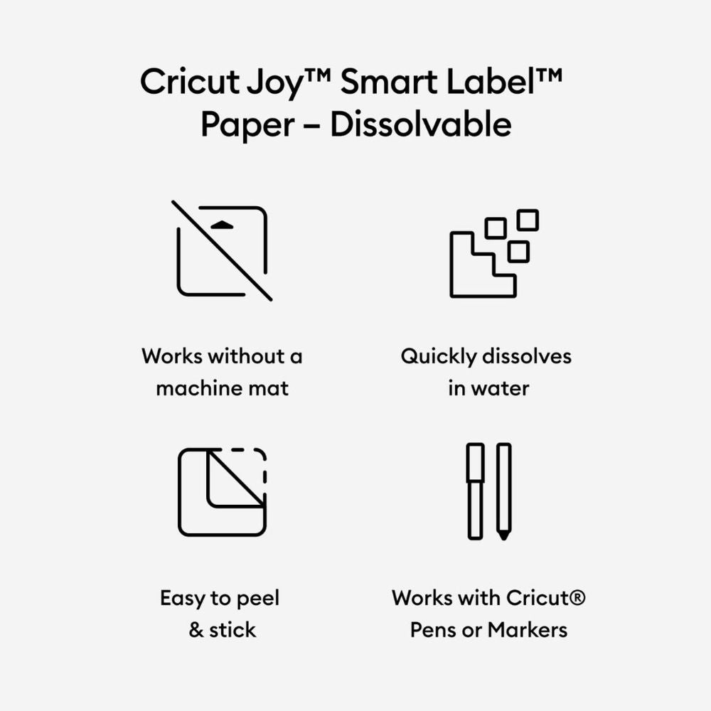 Cricut - Joy - Papier Autocollant Soluble  - Blanc - 14 x 90 cm