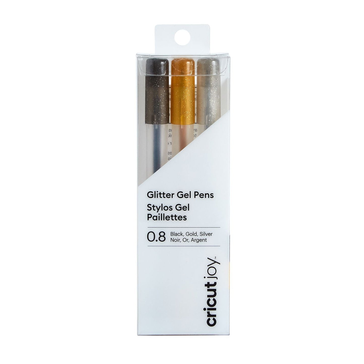 Cricut -  Joy - Lot de Stylos Pailletés Noir/Or/Argent (0.8mm)