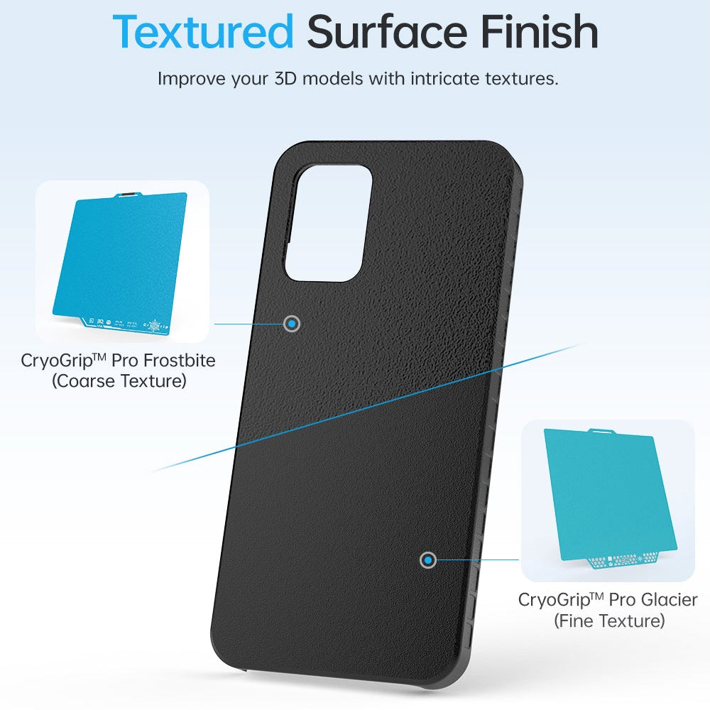 BIQU - Plateau CryoGrip Pro - Bambu Lab X1/X2/P1/P2/A1 - Bleu glacé fin - (Glacier Fine Textures)