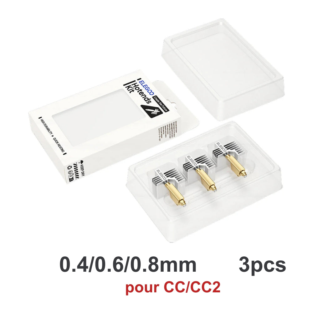 Elegoo - CC/CC2 - Kit de Têtes d'Impression (Hotends Kit) - Taille Multiples - 3 pcs