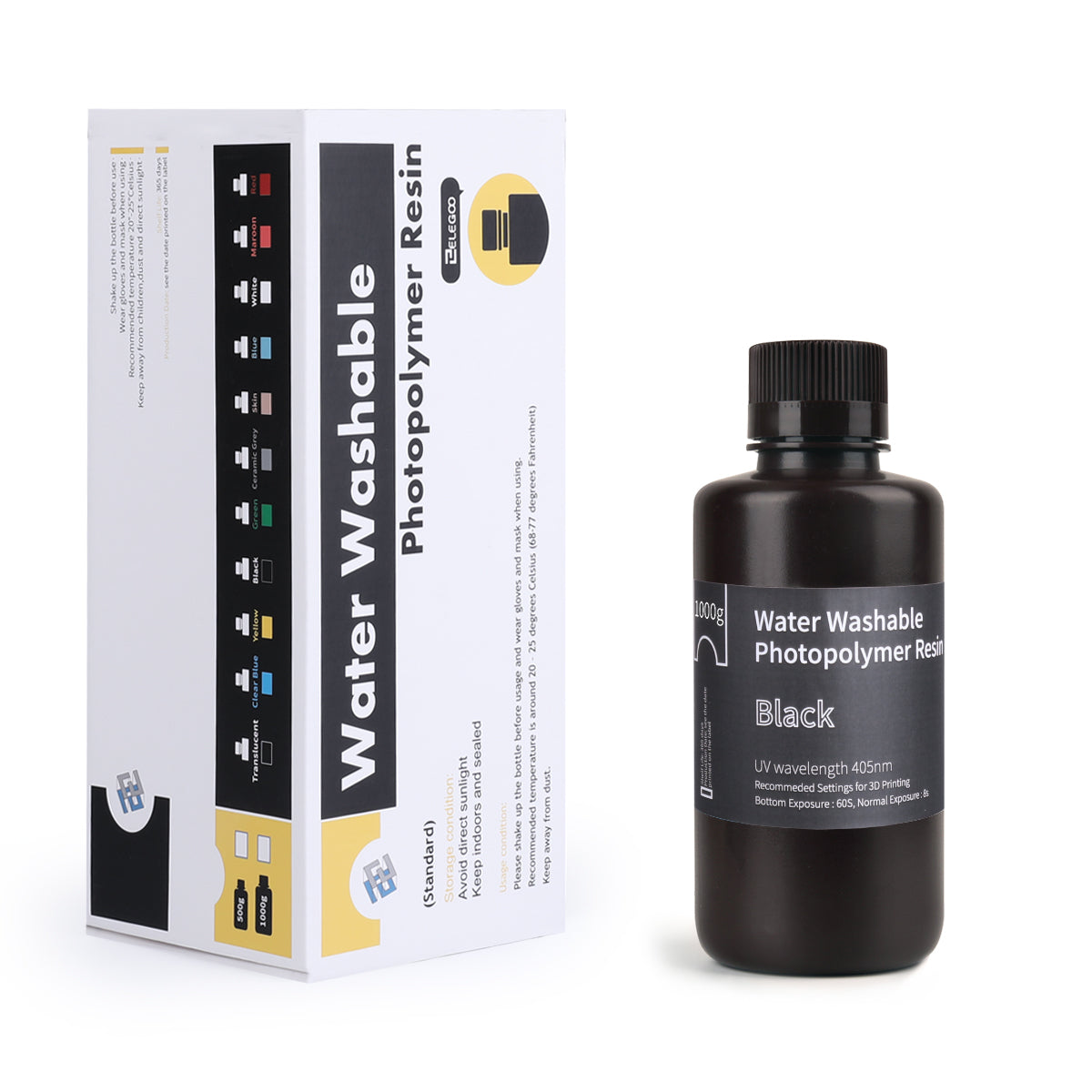 ELEGOO - Résine Water Washable - Noir Transparent (Smoky Black) - 1 kg