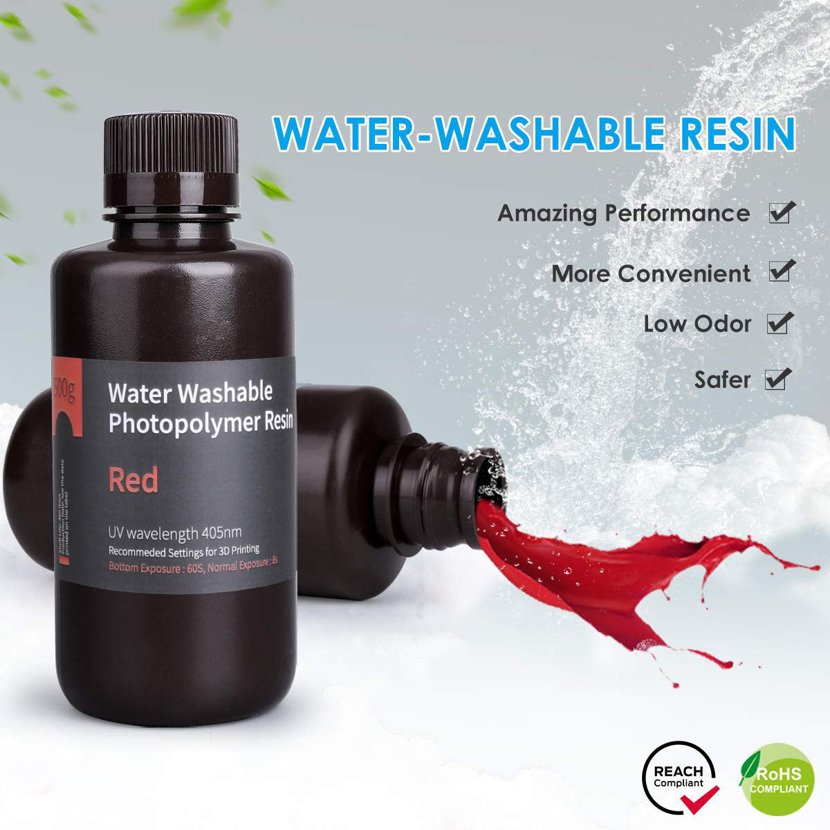 Pack ELEGOO - 6x Résine Water Washable - Rouge (Red) - 1 kg