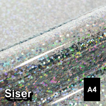 Siser - Holographic Flex - Feuille A4 Thermocollant - (H0021) Argent - 20 x 30 cm