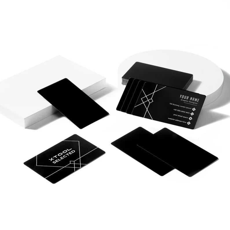xTool - 60 Cartes de visite en métal  - Noir - 53 x 85 mm