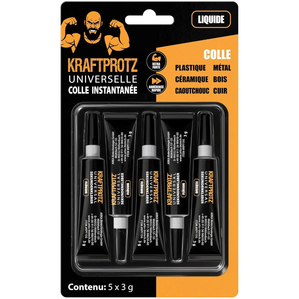 Kraftprotz - Superglue -  Mini Tubes Colle Multi-Usage - 5 x 3g