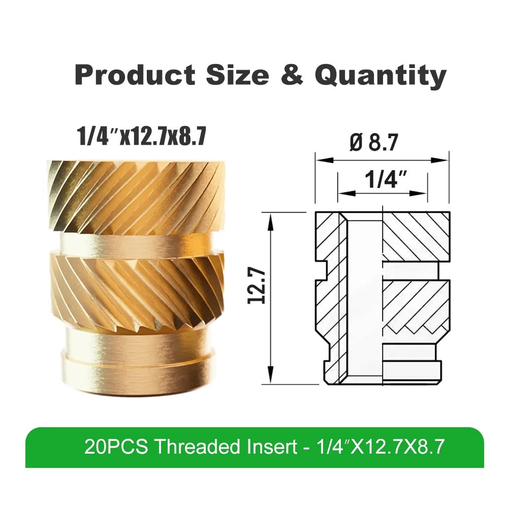 Mintion - Kit d'Inserts Filetés (Threaded Inserts Kit) - RX-1/4“- 12.7×8.7 - 20pcs