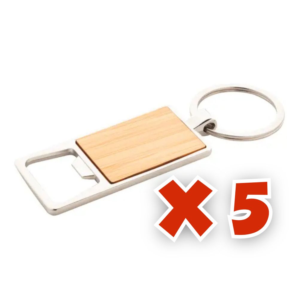 MissKraft - 5 Porte-clés Décapsuleur à graver en bambou