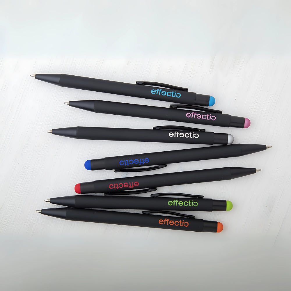 MissKraft -  5 Stylos à bille à graver Pearly Noir embout Vert Clair