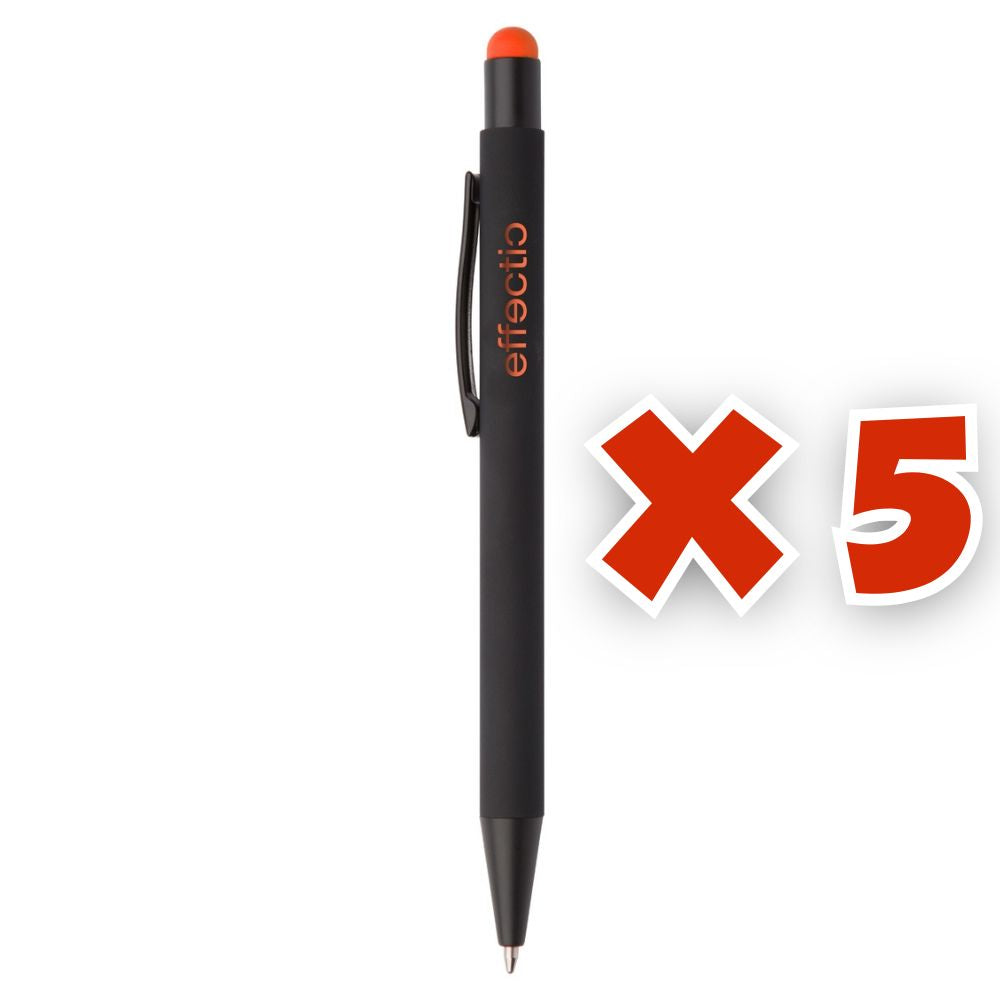 MissKraft -  5 Stylos à bille à graver Pearly Noir embout Orange