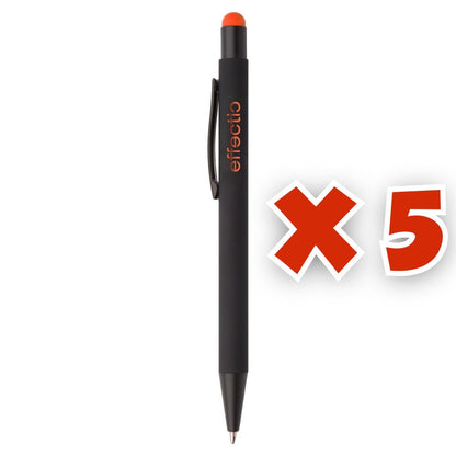MissKraft -  5 Stylos à bille à graver Pearly Noir embout Orange