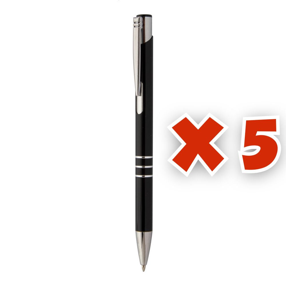 MissKraft - 5 Stylos à bille à graver Rechannel - Noir