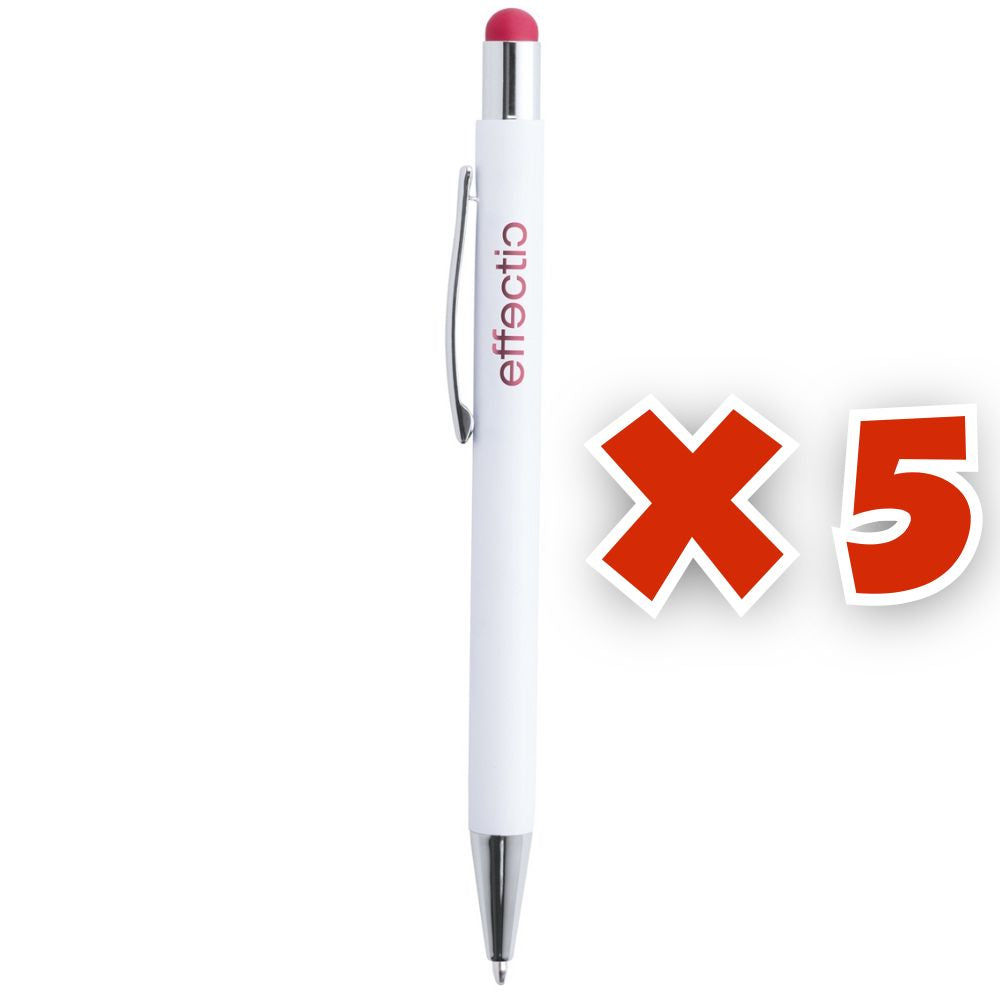 MissKraft -  5 Stylos à bille à graver Wirly Blanc embout Rouge