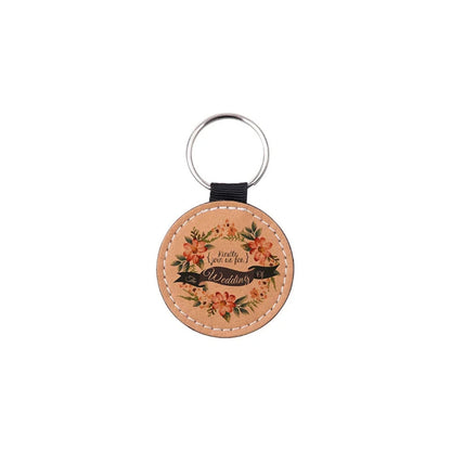 MissKraft - Sublimation - 10 Porte-clés en Similicuir Ronds - Marron