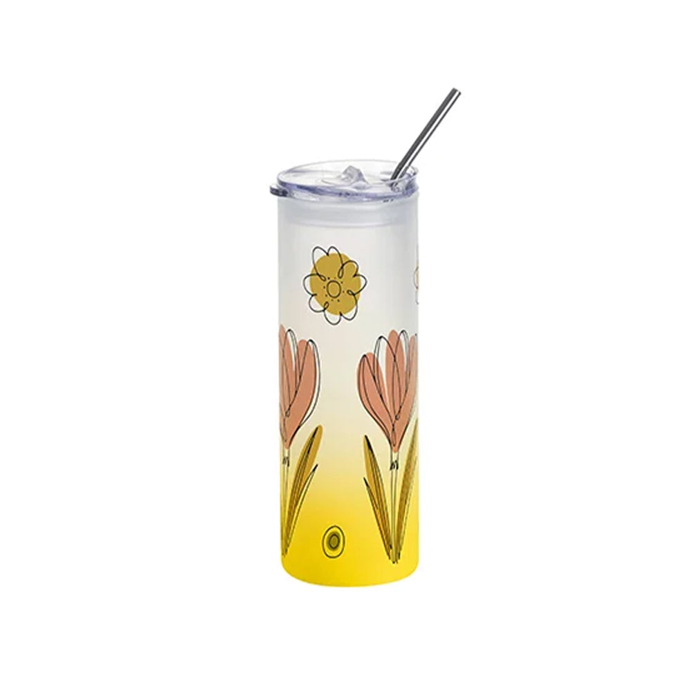 MissKraft_Sublimation_Verre_Givre_avec_Paille_Jaune_Degrade_750_ml - Sublimation