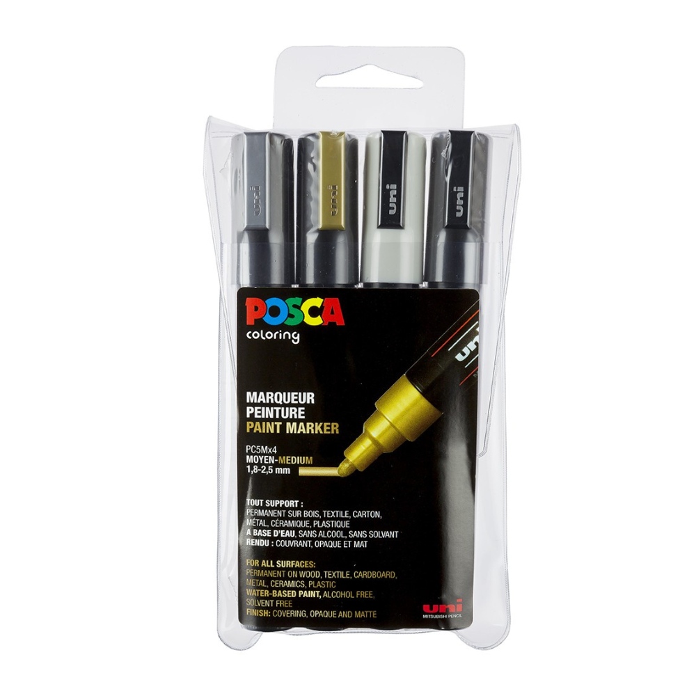 POSCA - Set 4 marqueurs PC-5M assortis
