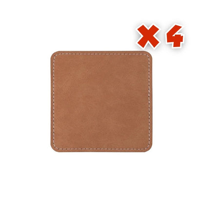MissKraft - Sublimation - 4 Sous-verres Rectangulaires en Cuir - 10 x 10 cm - Marron/Noir