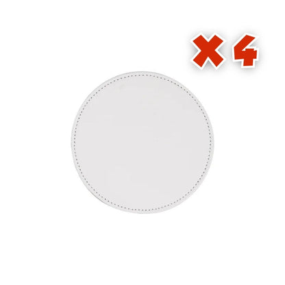 Craft Express -  4 Sous-verres Ronds pour sublimation et gravure - Similicuir - Blanc/Noir -  9,5 cm