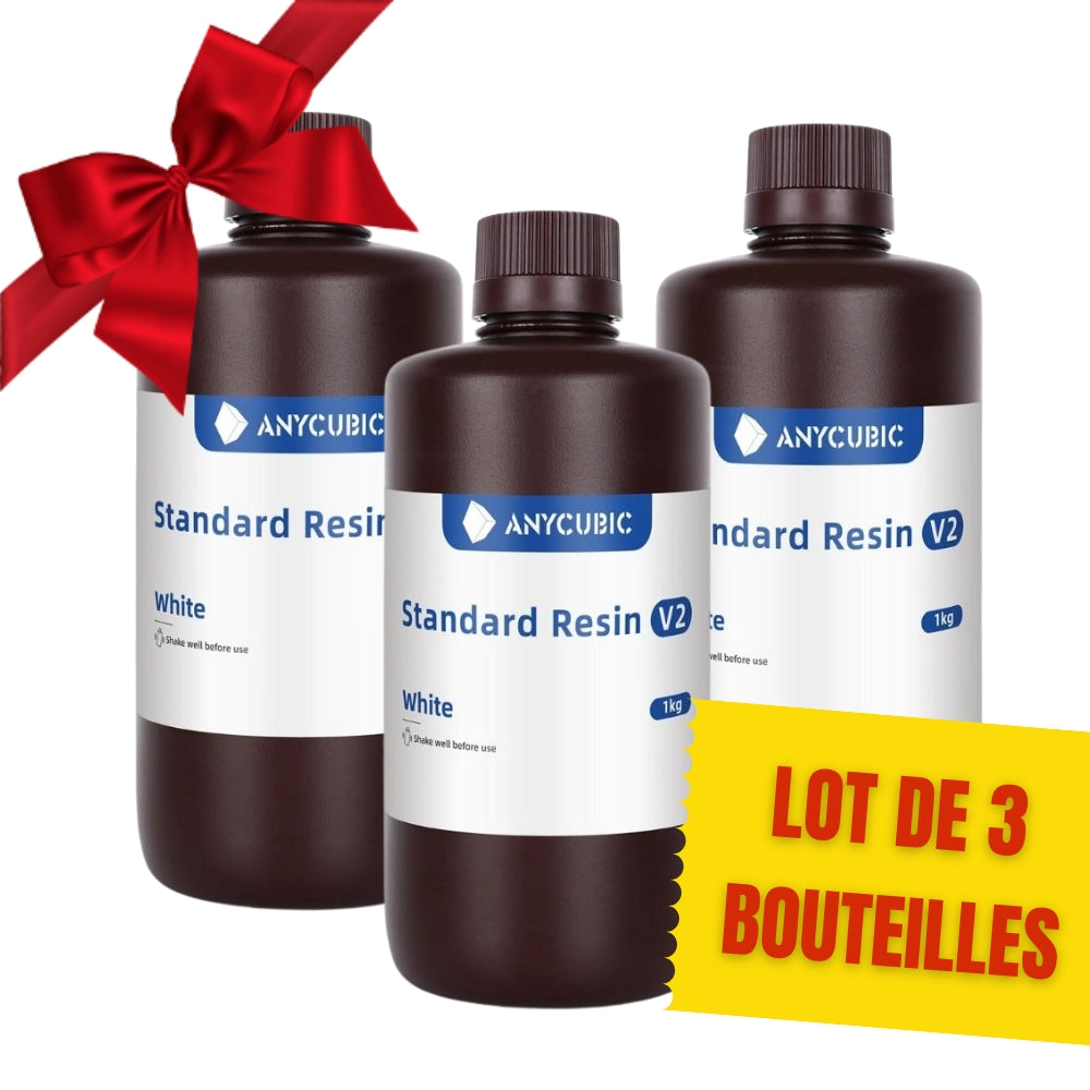 Pack Anycubic - 3x Standard Resin V2 - Blanc (White) - 1 kg