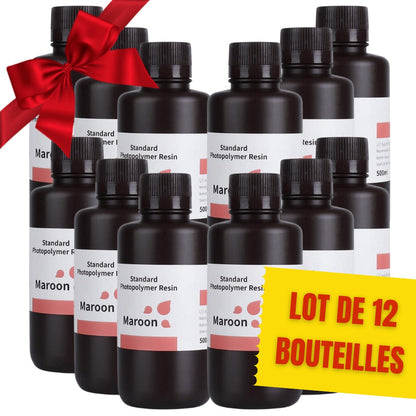Pack ELEGOO - 12x Résine UV Standard - Bordeaux (Maroon) - 1 kg