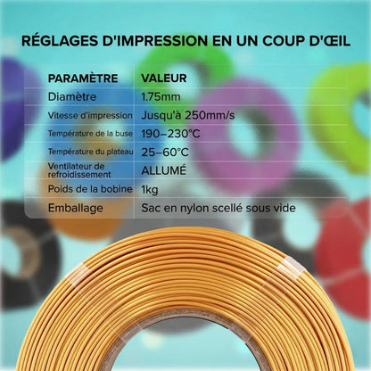 Panchroma PLA - Or Soie (Silk Gold) - 1,75 mm - 1 kg - Refill