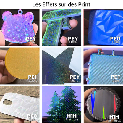 Ziflex - Plateau d'impression pour Bambu Lab Séries X1/X2/P1/P2/A1 - PEO & Fibre de Carbon PET Smooth - 257 x 257 mm