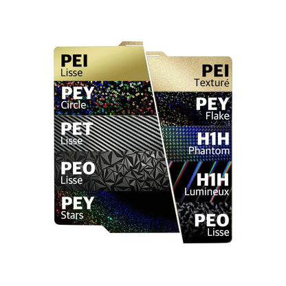 Ziflex - Plateau d'Impression pour Bambu Lab Séries X1/X2/P1/P2/A1 - PET & PEI Textured - 257 x 257 mm