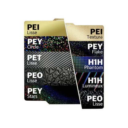Ziflex - Plateau d'Impression pour Bambu Lab Séries X1/X2/P1/P2/A1 - PEY Stars & PEI Textured - 257 x 257 mm
