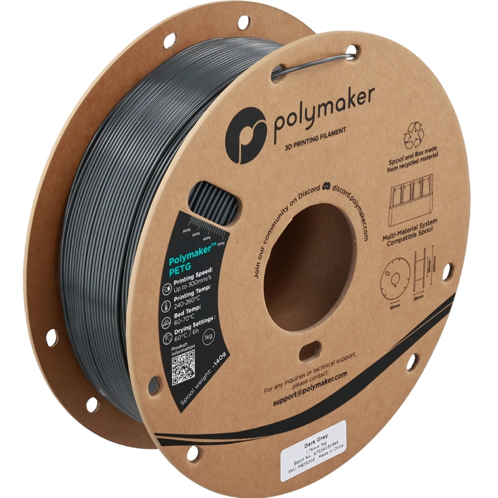 Polymaker - PETG - Gris Foncé (Dark Grey) - 1.75 mm - 1 kg