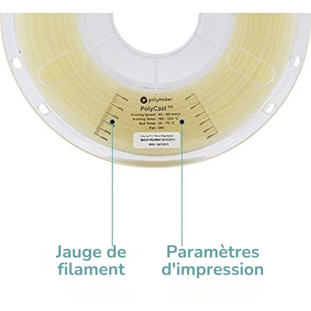 Polymaker - PolyCast Calcinable - Naturel (Natural) - 1.75 mm - 3 kg